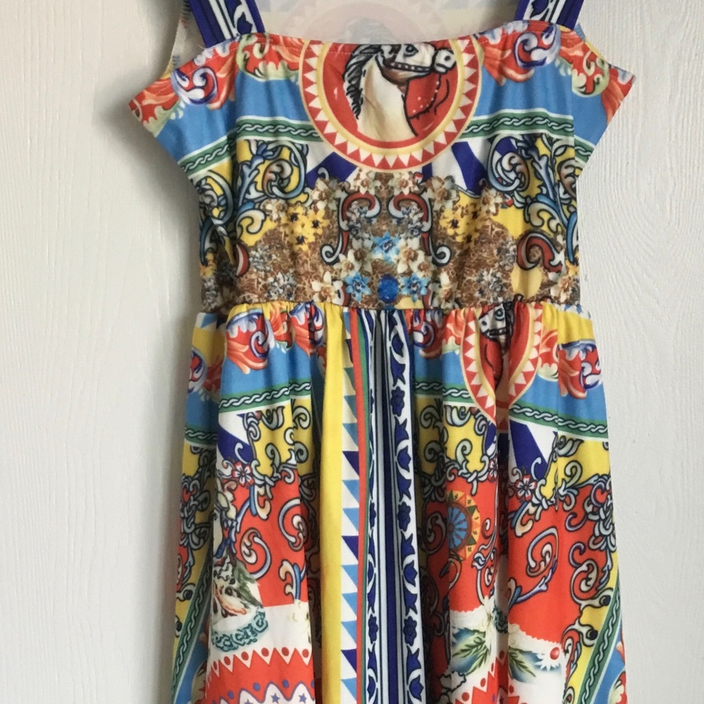 Sicilian Mediterranean-Print Maxi Dress - Casual Summer Style